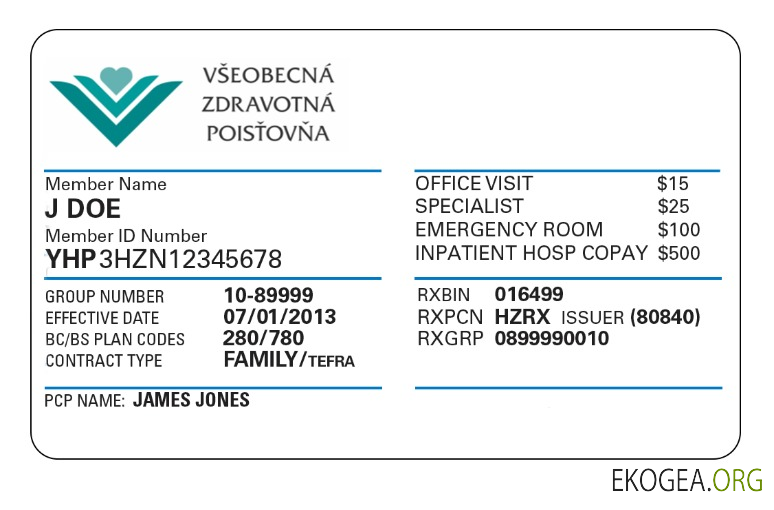 Carte d'assurance maladie slovaque